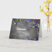 Colorful Falling Sparkles Polka Dots Welcome Card Kaart (Gele Bloem)