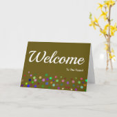 Colorful Falling Sparkles Polka Dots Welcome Kaart (Gele Bloem)