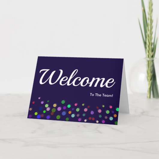 Colorful Falling Sparkles Polka Dots Welcome Kaart (Voorkant)