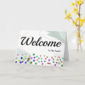 Colorful Falling Sparkles Polka Dots Welcome Kaart (Gele Bloem)