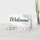 Colorful Falling Sparkles Polka Dots Welcome Kaart (Voorkant)