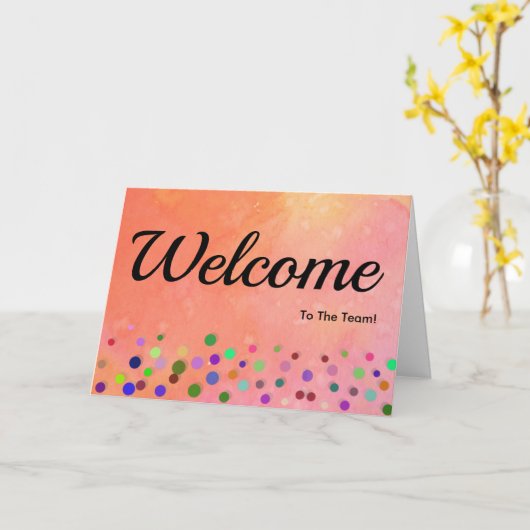 Colorful Falling Sparkles Polka Dots Welcome Kaart (Gele Bloem)