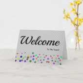 Colorful Falling Sparkles Polka Dots Welcome Kaart (Gele Bloem)