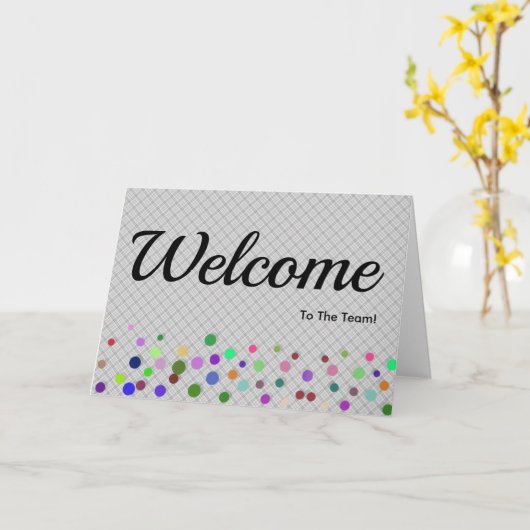 Colorful Falling Sparkles Polka Dots Welcome Kaart (Gele Bloem)