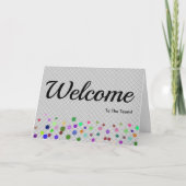 Colorful Falling Sparkles Polka Dots Welcome Kaart (Voorkant)