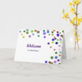 Colorful Falling Sparkles Polka Dots Welcome Kaart (Gele Bloem)