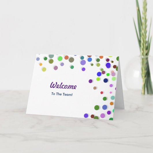 Colorful Falling Sparkles Polka Dots Welcome Kaart (Voorkant)