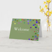 Colorful Falling Sparkles Polka Dots Welcome Kaart (Gele Bloem)