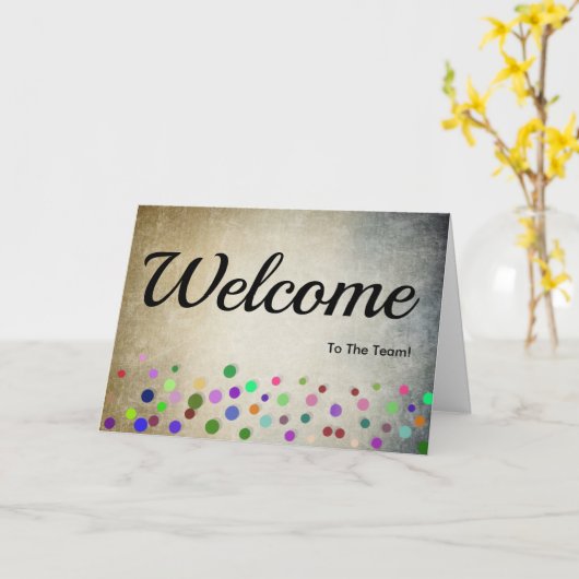 Colorful Falling Sparkles Polka Dots Welcome Kaart (Gele Bloem)