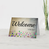 Colorful Falling Sparkles Polka Dots Welcome Kaart (Voorkant)