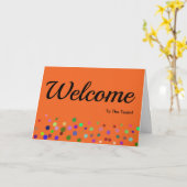 Colorful Falling Sparkles Polka Dots Welcome Kaart (Gele Bloem)