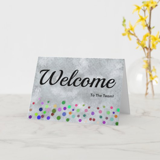 Colorful Falling Sparkles Polka Dots Welcome Kaart (Gele Bloem)