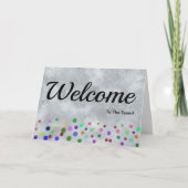 Colorful Falling Sparkles Polka Dots Welcome Kaart (Voorkant)