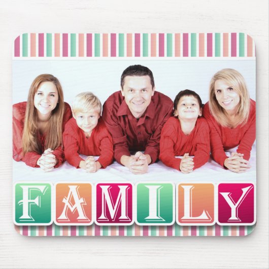 Colorful Family Blocks Custom Family Portrait Muismat (Voorkant)