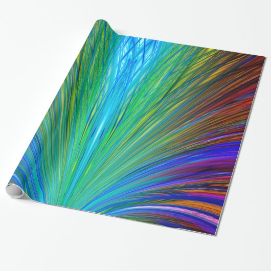 Colorful Fan Feather Cadeaupapier (Uitgerold)