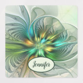 Colorful Fantasy Abstract Flower Fractal Art Name Labels (Design 1)