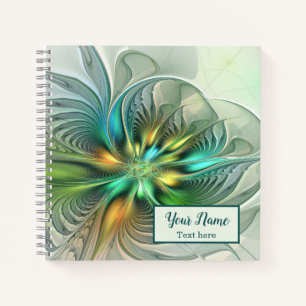 Colorful Fantasy Abstract Flower Fractal Art Name Notitieboek