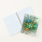 Colorful Fantasy Abstract Flower Fractal Art Name Notitieboek (Binnen)