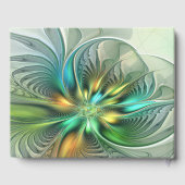 Colorful Fantasy Abstract Flower Fractal Text Gastenboek (Achterkant)