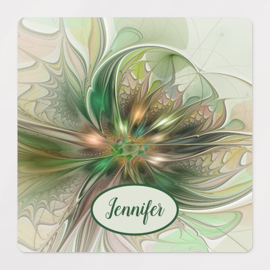 Colorful Fantasy Abstract fractal Art Flower Labels (Design 1)