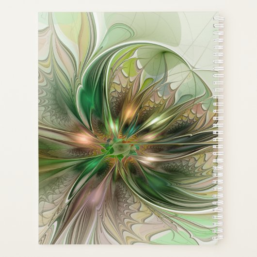 Colorful Fantasy Abstract fractal Art Flower Planner (Achterkant)