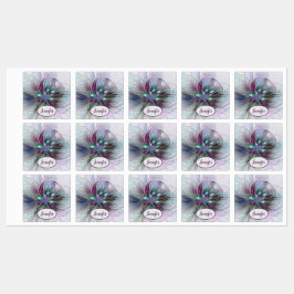 Colorful Fantasy Abstract Fractal Flower Ewn Name Labels