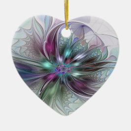 Colorful Fantasy Abstract fractal Flower Heart Keramisch Ornament