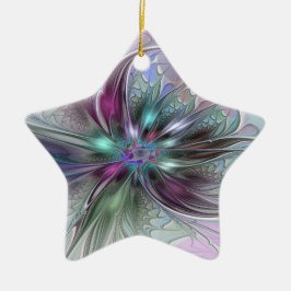 Colorful Fantasy Abstract Fractal Flower Star Keramisch Ornament