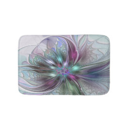 Colorful Fantasy Abstract Modern Fractal Flower Badmat
