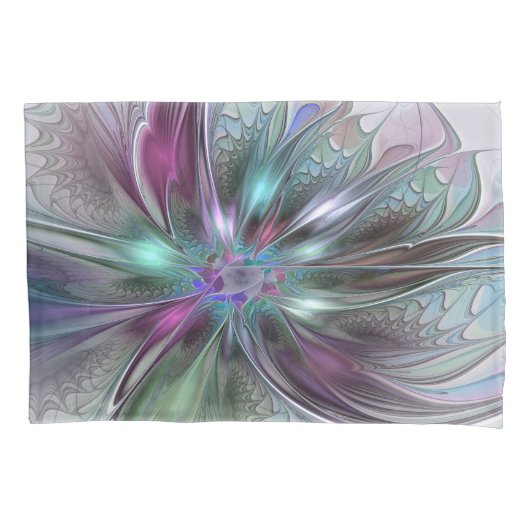 Colorful Fantasy Abstract Modern Fractal Flower Kussensloop (Voorkant)