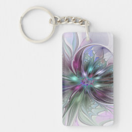 Colorful Fantasy Abstract Modern Fractal Flower Sleutelhanger
