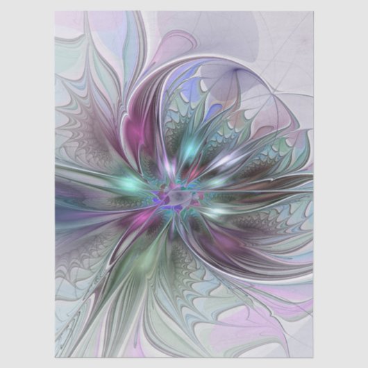 Colorful Fantasy Abstract Modern Fractal Flower Tissuepapier (Voorkant)