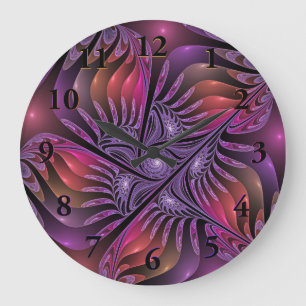 Colorful Fantasy Abstract Modern Paars Fractal Grote Klok