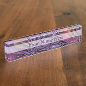 Colorful Fantasy Abstract Modern Paars Fractal Naambordje (Zijkant)