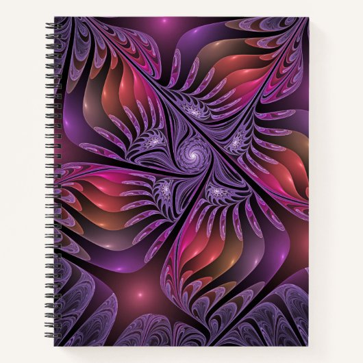 Colorful Fantasy Abstract Modern Paars Fractal Notitieboek (Voorkant)