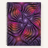 Colorful Fantasy Abstract Modern Paars Fractal Notitieboek (Voorkant)