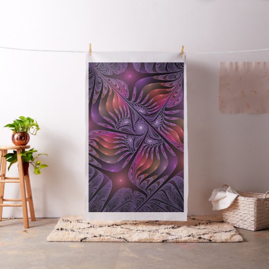 Colorful Fantasy Abstract Modern Paars Fractal Stof (Voorbeeld)