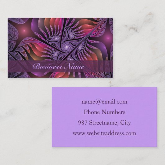 Colorful Fantasy Abstract Modern Paars Fractal Visitekaartje (Voorkant / Achterkant)