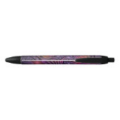 Colorful Fantasy Abstract Trippy Purple Fractal Zwarte Inkt Pen (Achterkant)