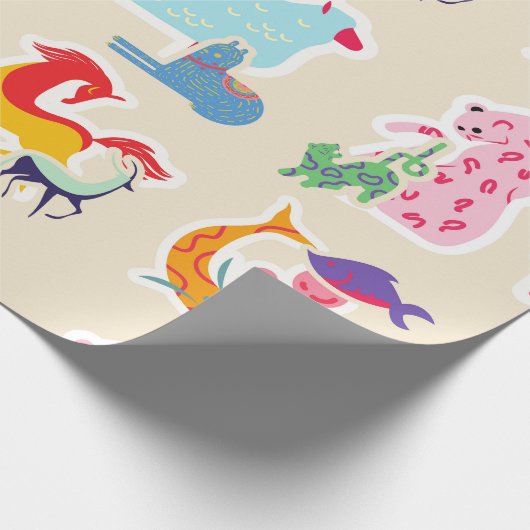 Colorful Fantasy Animals Cadeaupapier (Hoek)
