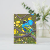 Colorful Fantasy Blue and Yellow Bird Briefkaart (Staand voorkant)