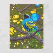 Colorful Fantasy Blue and Yellow Bird Briefkaart (Voorkant)