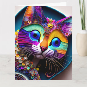 Colorful Fantasy Cat All Occasions Greep Kaart