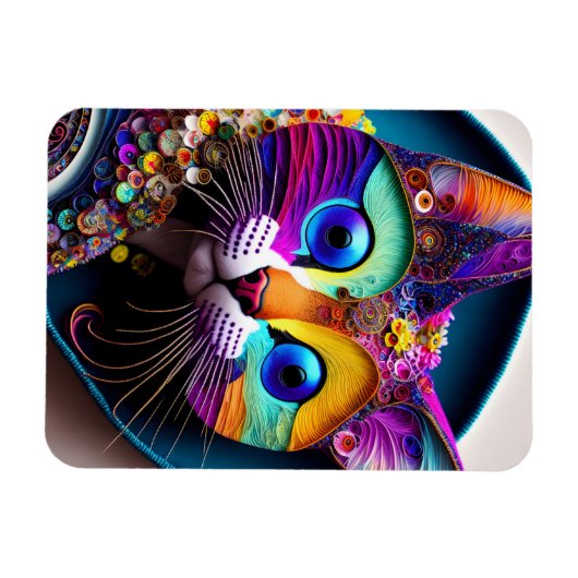 Colorful Fantasy Cat Magneet (Horizontaal)