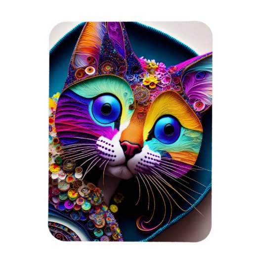 Colorful Fantasy Cat Magneet (Verticaal)