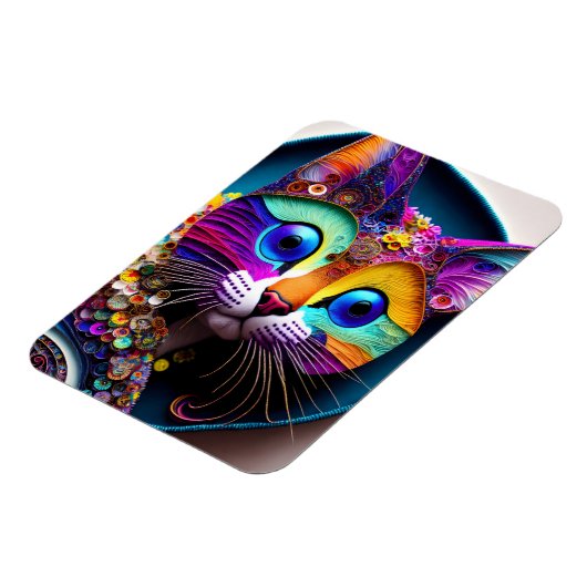 Colorful Fantasy Cat Magneet (Linkerzijde)