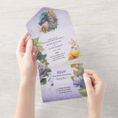 Colorful Fantasy Dragon Wedgon Wedding All In One Uitnodiging (Afscheurbaar)