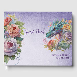 Colorful Fantasy Dragon Wedgon Wedding Gastenboek