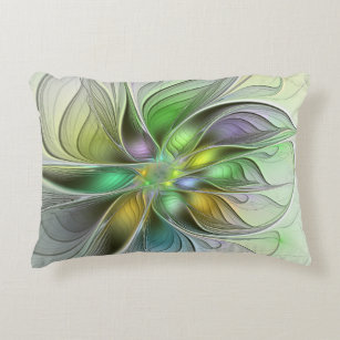 Colorful Fantasy Flower Modern Abstract Fractal Accent Kussen