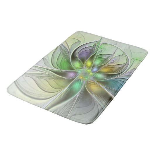 Colorful Fantasy Flower Modern Abstract Fractal Badmat (Gekanteld)